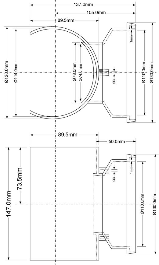 Муфта (седло универсальное) McALPINE врезка для канализационных труб 110/110 мм MPSOB110