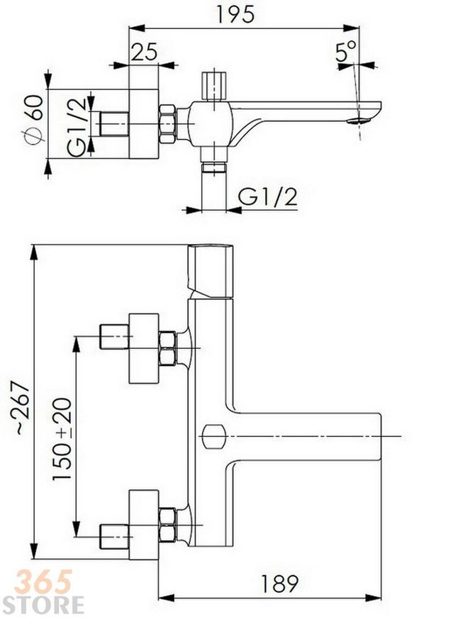Змішувач для ванни KFA ARMATURA MORGANIT 4924-010-00 - 4924-010-00