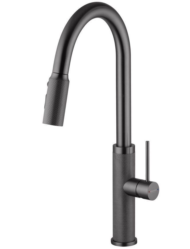 Смеситель для кухонной мойки Kroner KRP EdelstahlBerg-GRP030-T графит, с выдвижным изливом, нержавеющая сталь CV035596 - Berg-GRP030-T