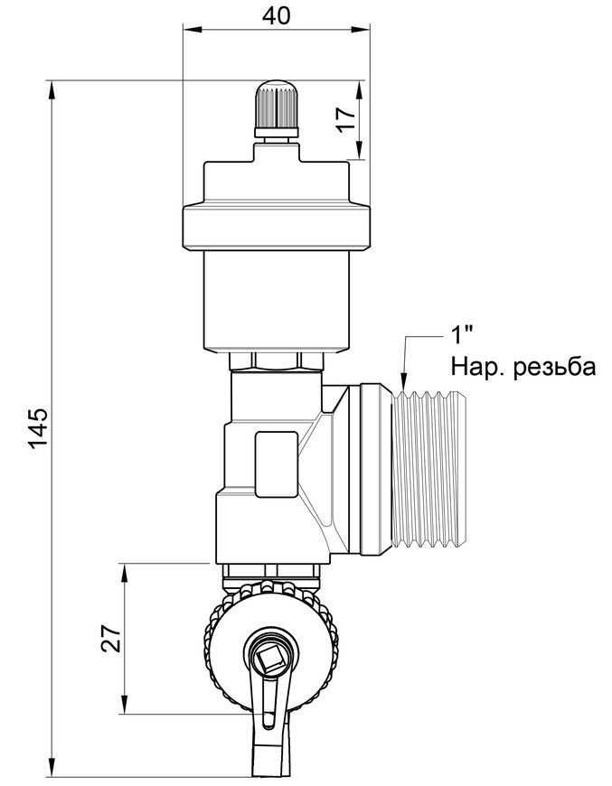Сливная группа ICMA 1" с воздухоотводчиком №269 - 87269AF06