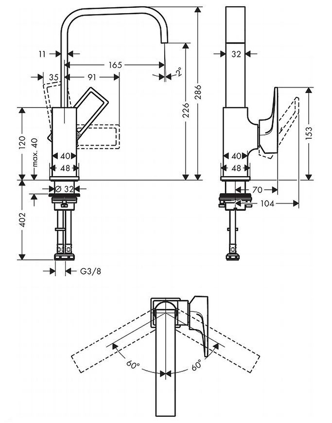 Смеситель для раковины HANSGROHE Metropol 230 хром 74511000 с донным клапаном - 74511000