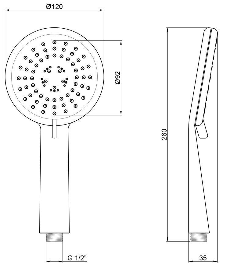 Лейка для ручного душа QTAP Rucni A120O3PCC - QTRUCAA120O3PCC