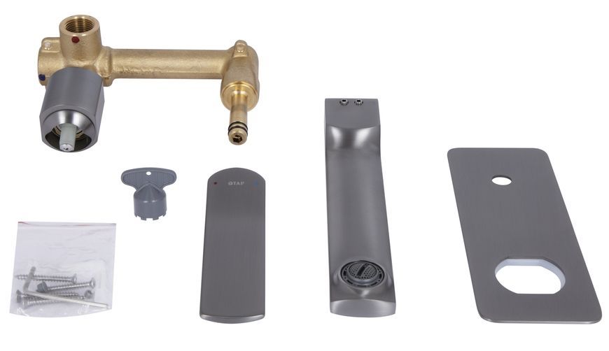 Змішувач прихованого монтажу для умивальника Qtap Slavonice Gunmetal Black PVD QTSLA273GMB45920 - QTSLA273GMB45920