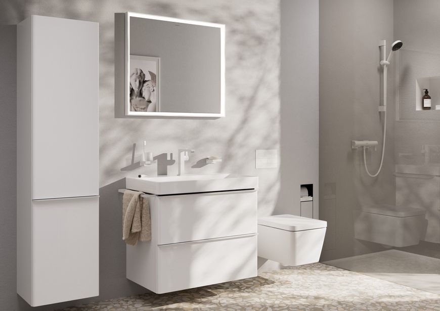 Смеситель для раковины HANSGROHE Tecturis E 150 Fine CoolStart EcoSmart+ Matt White 73040700 белый с донным клапаном - 73040700