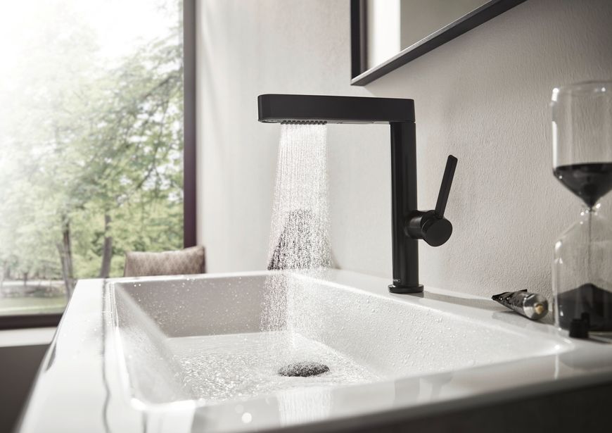 Смеситель для раковины HANSGROHE Finoris 230 2jet выдвижной излив Matt Black 76063670 черный матовый с д/к push-open - 76063670