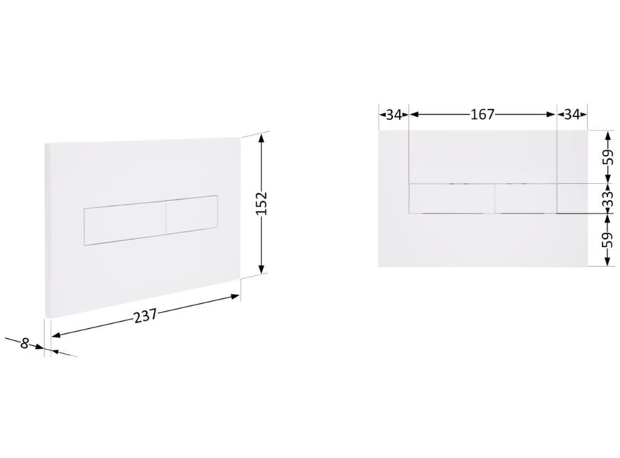 Клавіша змиву Qtap Standard 152x236x28 мм, White, лінійна QTSTD164W49471 - QTSTD164W49471