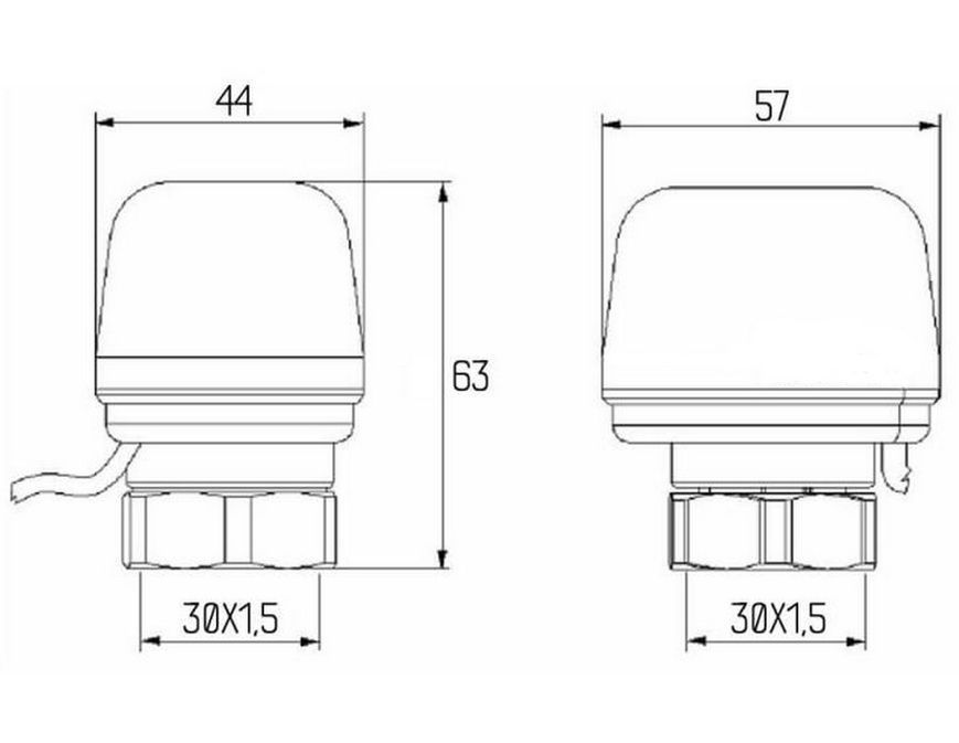 Сервопривід електротермічний Icma 30&times;1,5 230В нормально закритий NC №980 82980NC53