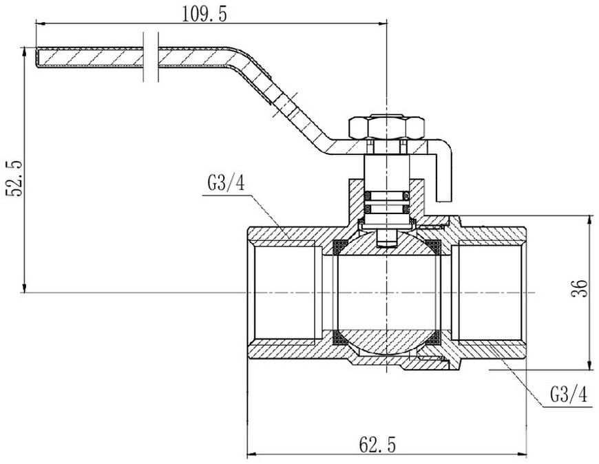 Кран шаровой SD Forte 3/4" ВР для газа (рычаг) латунь SF600G20