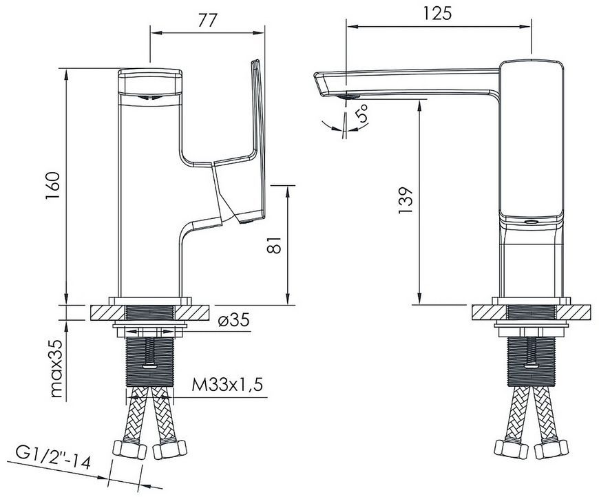 Смеситель для умывальника IMPRESE GRAFIKY ZMK061901012 хром, 35 мм - ZMK061901012