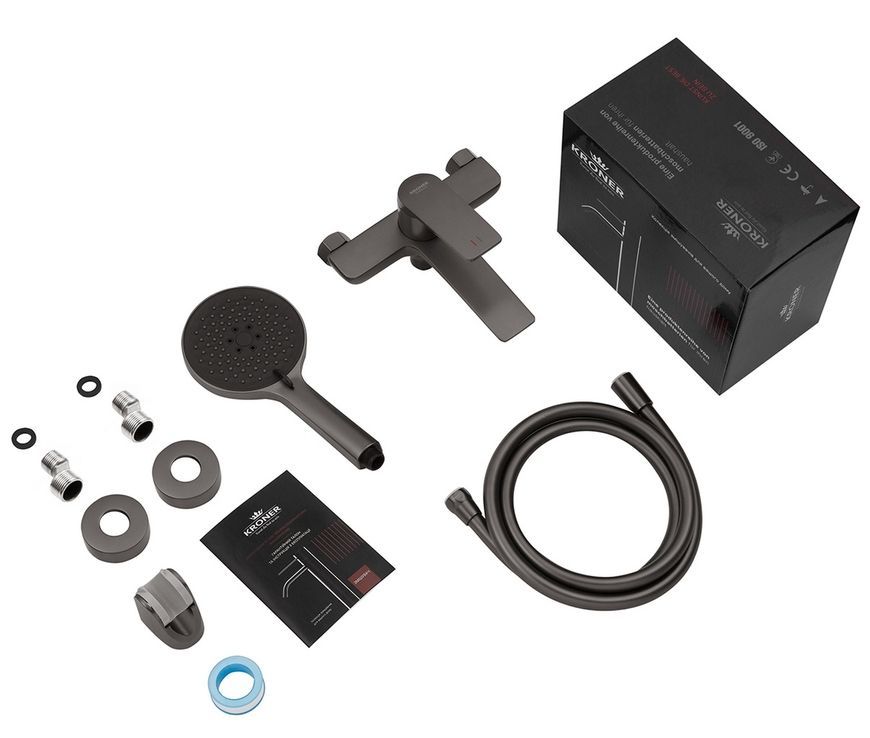 Смеситель для ванны Kroner KRP Graz-GRP060 душевой набор, графит CV031335 - Graz-GRP060