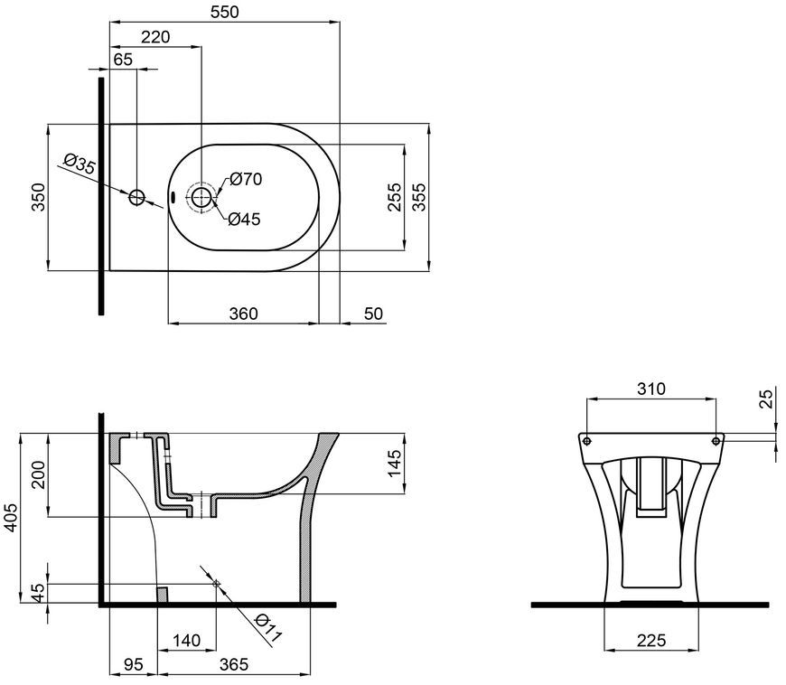 Біде підлогове QTAP Presto 540х340х400 White QT24441217C - QT24441217C