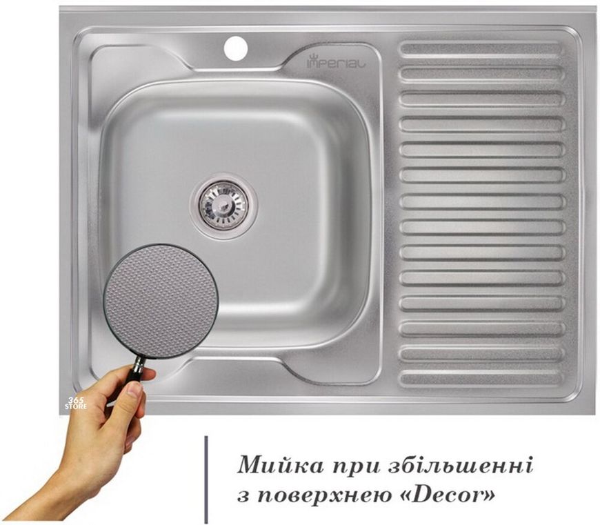 Кухонна мийка IMPERIAL 6080-L Decor 0,6 мм (IMP6080L06DEC) - IMP6080L06DEC