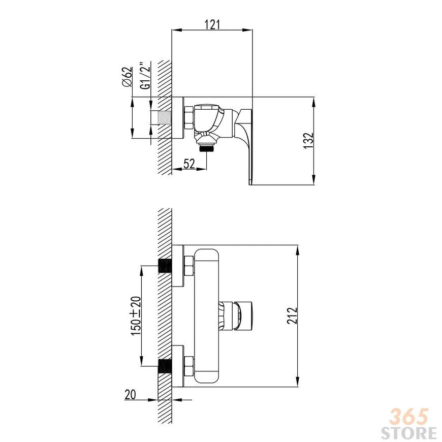 Змішувач для душа IMPRESE BILINA 15225 хром, 35 мм - 15225