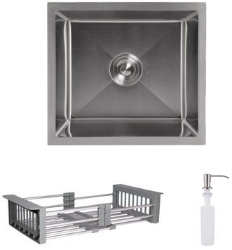Кухонна мийка інтегрована під стільницю Lidz Handmade H4843 Brushed Steel, дозатор, корзина LDH4843BRU4944150955 - LDH4843BRU4944150955