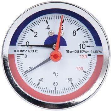 Термоманометр Thermo Alliance Standart 80 мм заднє підключення 1/2"ЗР 10 бар 120&ordm;С SD17310B