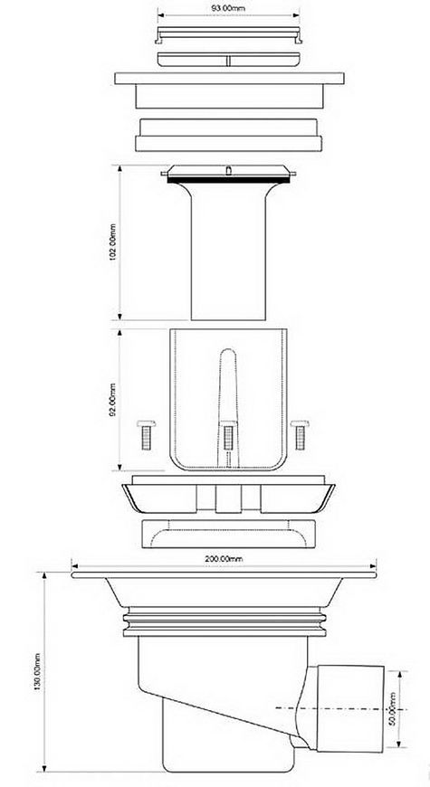 Трап для душу McALPINE TSG1T6SS-50P 150x150 мм - TSG1T6SS-50P