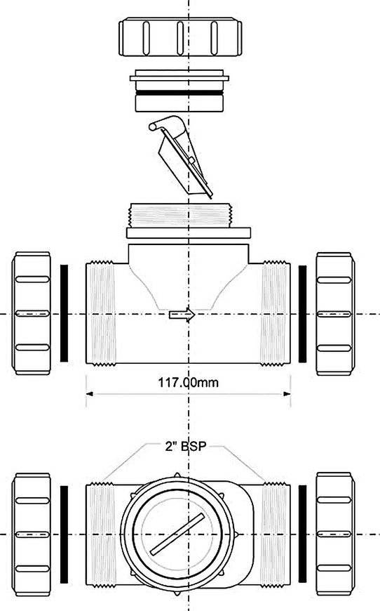 Удлинитель с обратным клапаном McALPINE 117 мм 50х50 мм компрессионное соединение Z2850-NRV