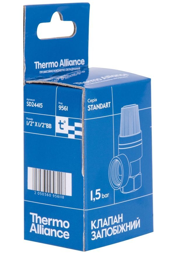 Предохранительный клапан Thermo Alliance Standart 1/2" ВР 1,5 бар латунь SD24415 - SD24415