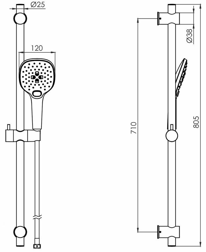 Гарнитур душевой Volle Cascada B70 3 режима, шланг PVC 150 см cepillado oro 1586.170315 золото - 1586.170315