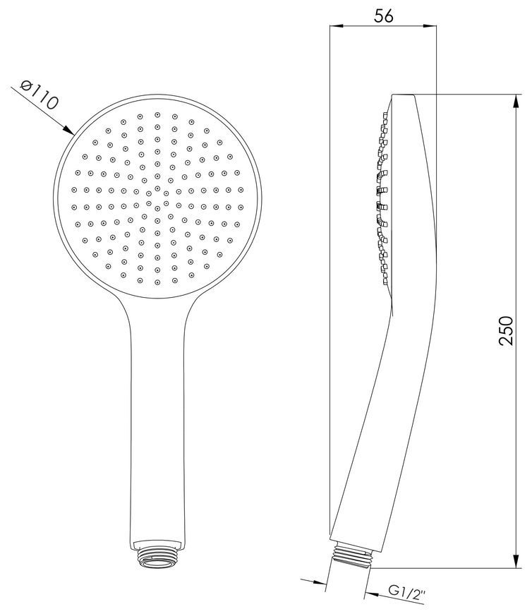 Душ ручний Imprese LSR-110R 110 мм 1 режим f03600101AP хром - f03600101AP