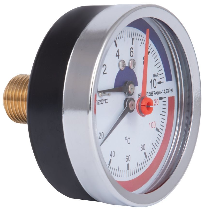 Термоманометр Thermo Alliance Standart 80 мм заднє підключення 1/2"ЗР 10 бар 120&ordm;С SD17310B