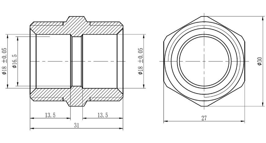 Муфта обтискна SD Forte 20х3/4" ЗР перехідна пряма розбірна латунь SF172W2020