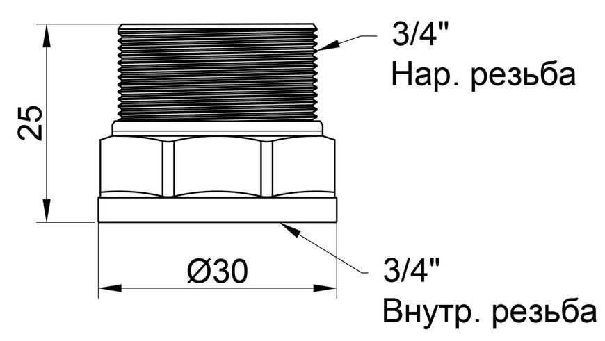 Перехід латунний SD Plus 3/4"ВРх3/4"ЗР SD4092020