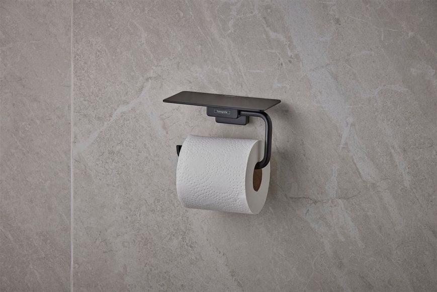 Тримач для туалетного паперу з полицею HANSGROHE AddStoris Matt Black 41772670 чорний матовий