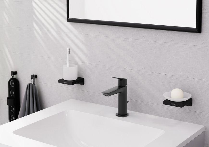 Змішувач для умивальника HANSGROHE Logis 110 Fine Matt Black 71251670 чорний матовий з д/к - 71251670