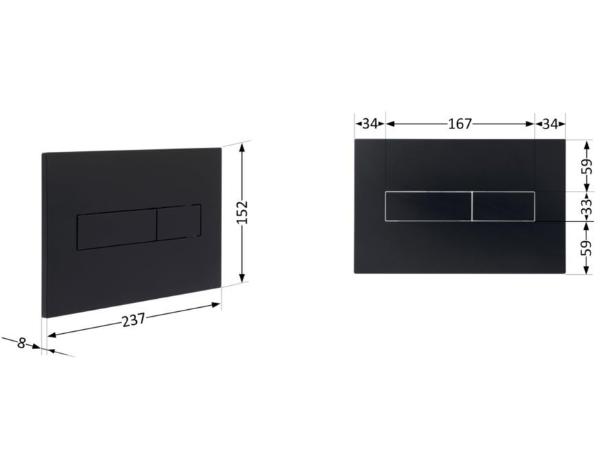 Клавіша змиву Qtap Standard 152x236x28 мм, Matt Black, лінійна QTSTD164BLM49473 - QTSTD164BLM49473