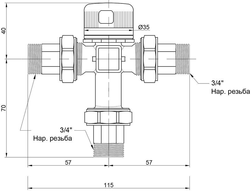 Смеситель термостатический Icma 3/4" НР 30-60 &deg;С муфтовое подключение латунь №148 90148AE05