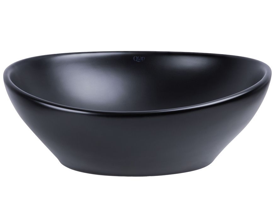 Раковина-чаша Qtap Dove накладна овальна 410х335х150 Matt Black з донним клапаном QT063078MBMBN47307 - QT063078MBMBN47307