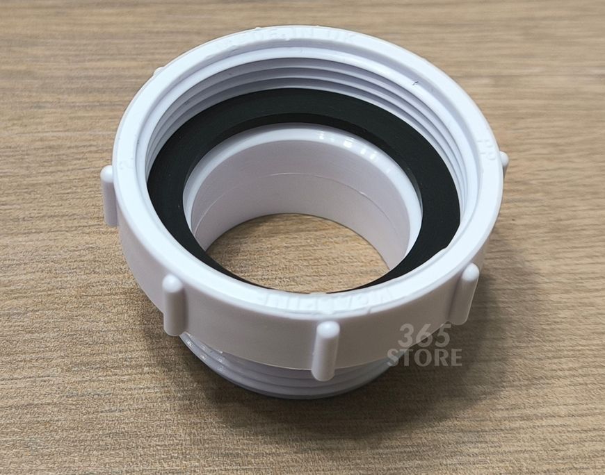 Редукція пластикова з гайкою McALPINE 1 1/2" х 1 1/4" біла HC54