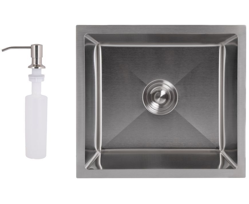 Кухонна мийка інтегрована під стільницю Lidz Handmade H4843 Brushed Steel, дозатор, корзина LDH4843BRU4944150955 - LDH4843BRU4944150955