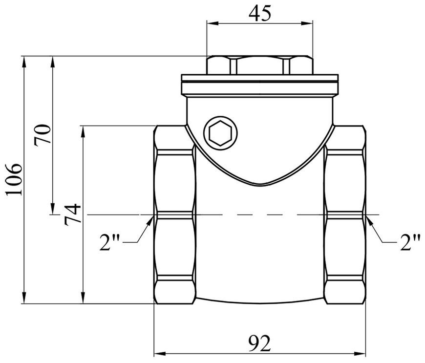 Пелюстковий зворотний клапан Karro 2" ВР KR107/6 латунний CV012911 - KR107/6