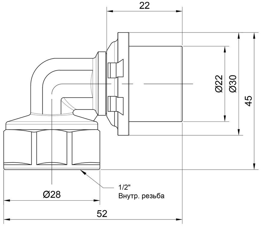 Кутик прес-фітинг ICMA 20х1/2" ВР №405 81405ADBQ06 - 81405ADBQ06