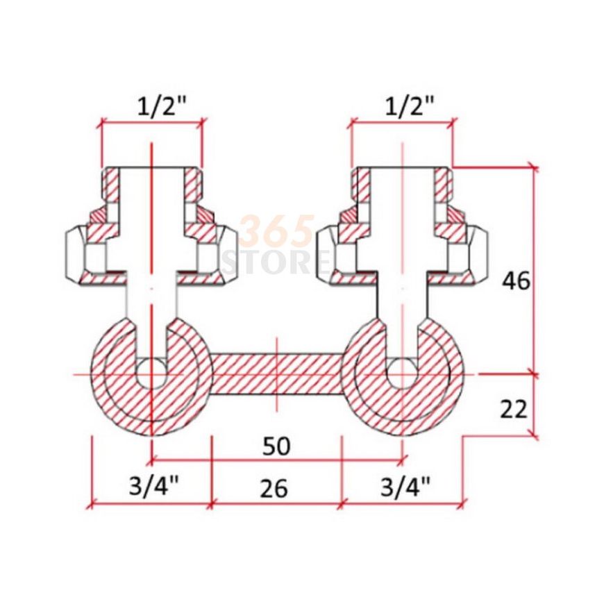 Кран (вентиль) двотрубний для сталевих панельних радіаторів Icma 1/2" №884 - 82884AD06