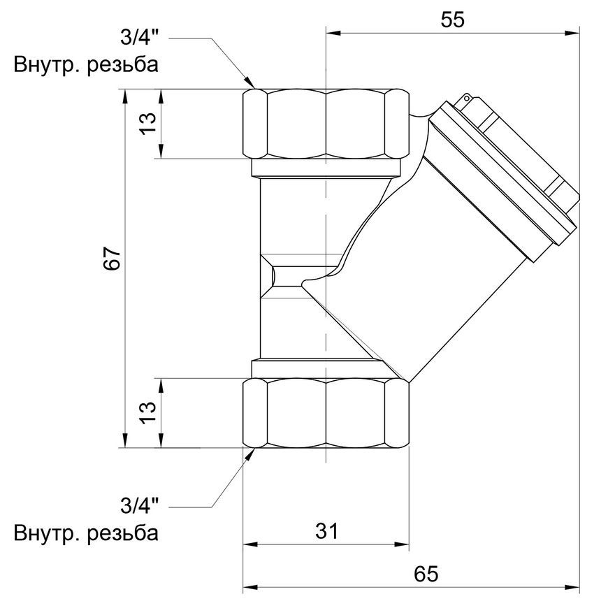 Фильтр косой грубой очистки SD FORTE 3/4" латунь SF124NW20 никель - SF124NW20