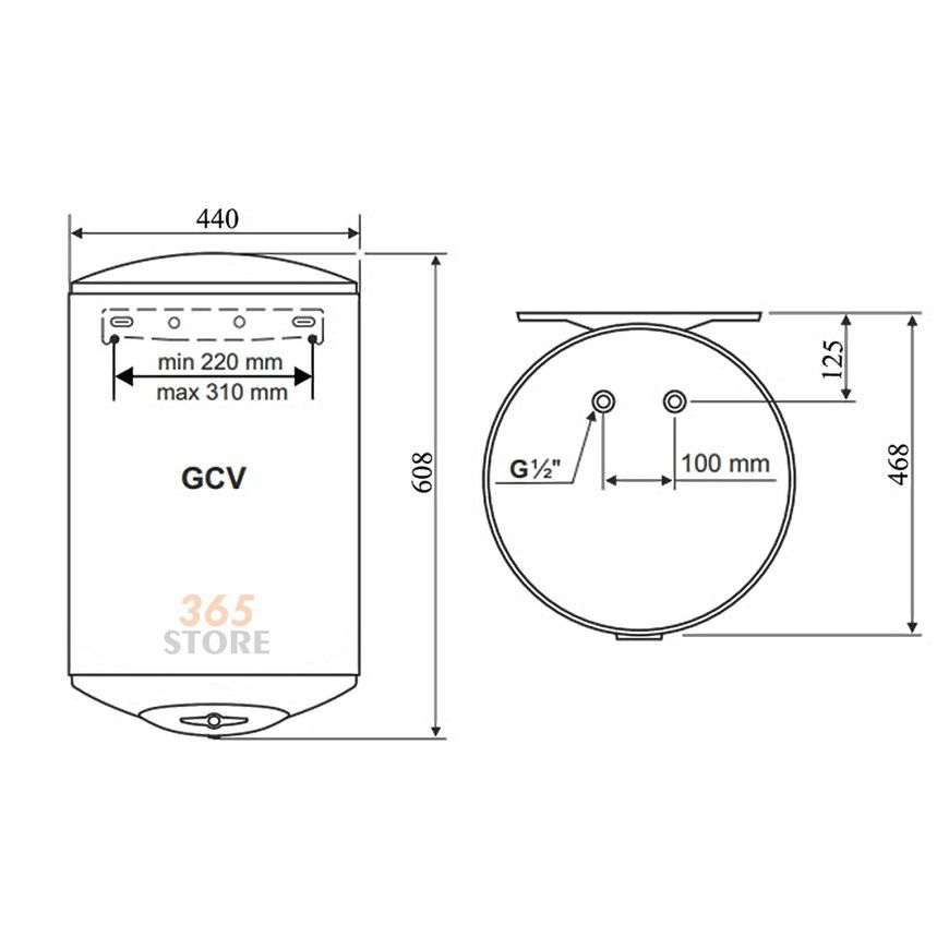 Электрический водонагреватель TESY ANTICALC 50 л сухой ТЭН 2х0,8 кВт GCV 5044 16D B14 TBR - GCV504416DB14TBR