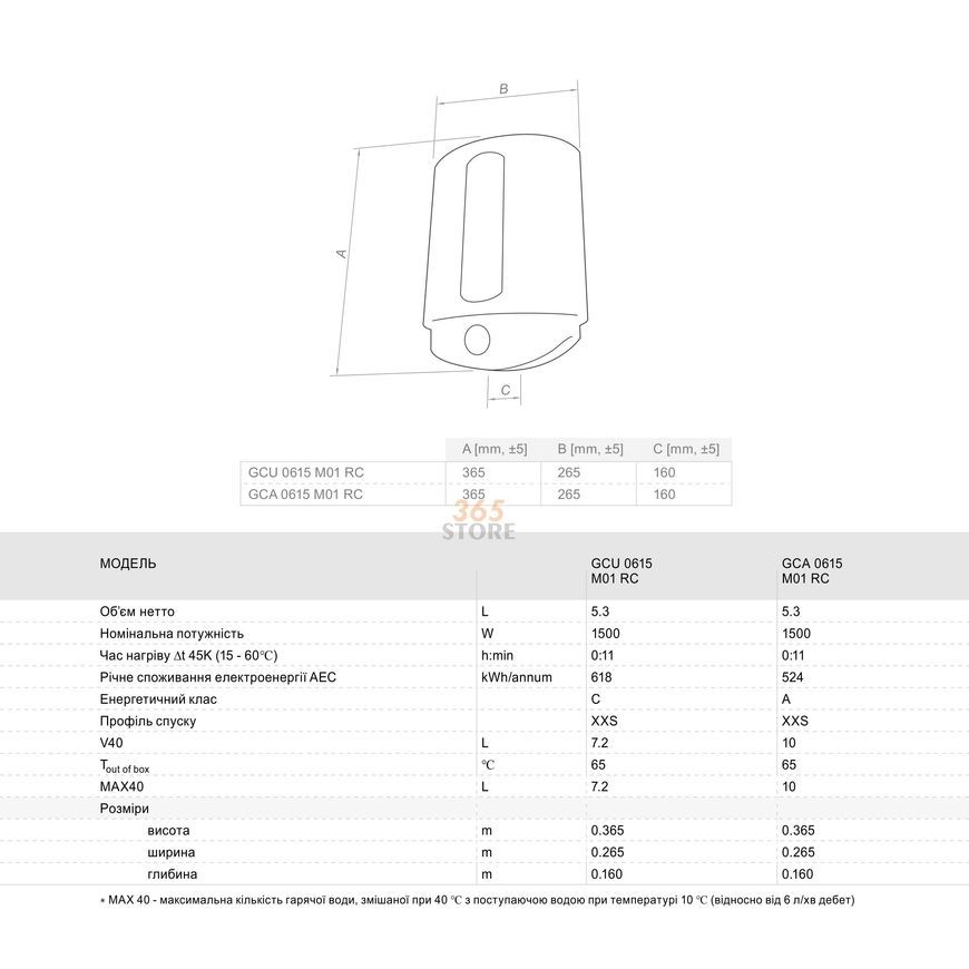 Електричний водонагрівач TESY Compact Line 6 GCU 0615 M01 RC - GCU0615M01RC