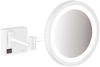Зеркало для бритья (косметическое) HANSGROHE AddStoris с LED подсветкой Matt White 41790700 белое матовое - 41790700