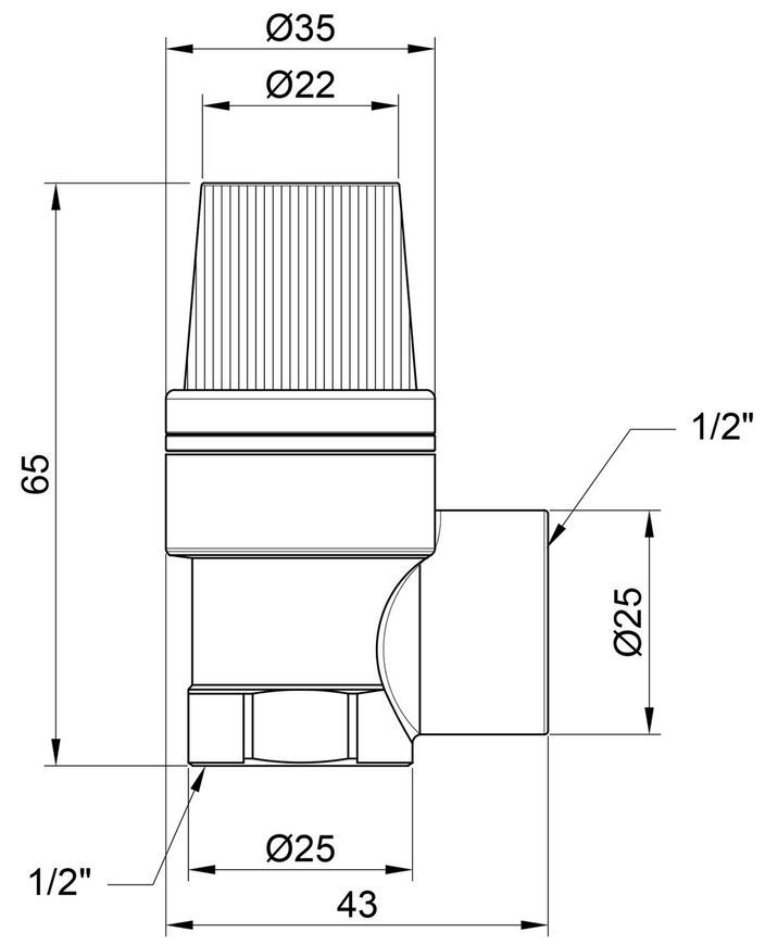Запобіжний клапан Thermo Alliance Standart 1/2" ВР 2,0 бар латунь SD2442 - SD2442
