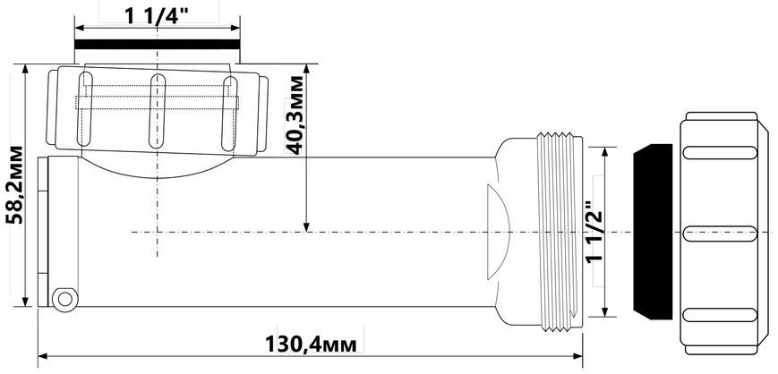 Сифон для умивальника McALPINE низький з самозакриваючою мембраною 1 1/4&Prime; x 40 мм WHB1-40 - WHB1-40