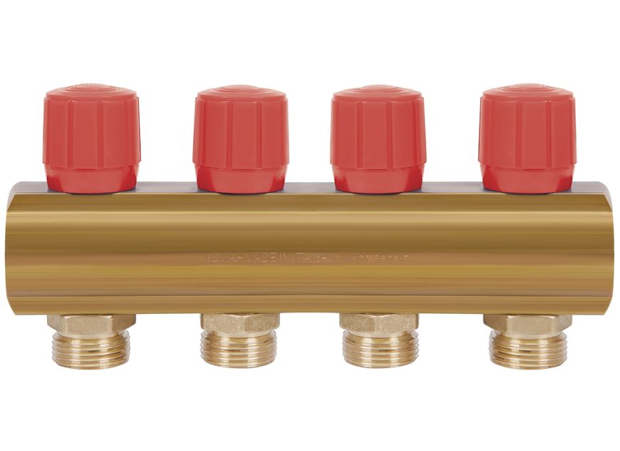 Коллектор ICMA с регулировочными вентилями 1" 4 выхода №1105 (Red) 871105PJ0511