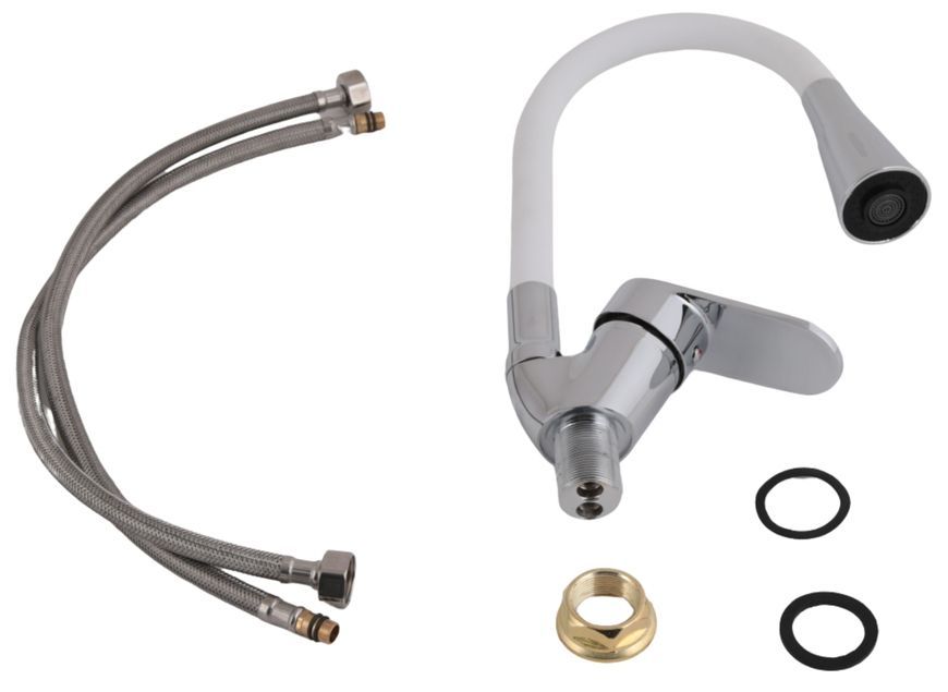 Змішувач для кухні Lidz Tani 008F3 з гнучким виливом White/Chrome LDTAN008F3WCR37037 - LDTAN008F3WCR37037
