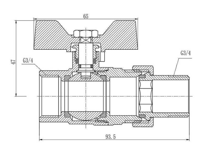 Кран шаровой "Американка" SD FORTE 3/4" прямой SF220W20 - SF220W20