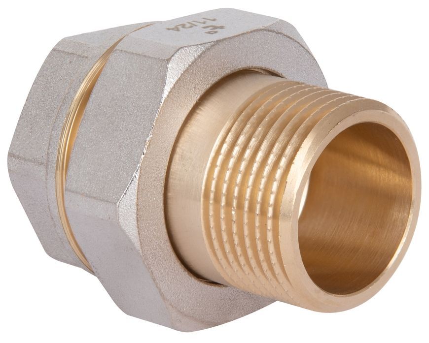 Сгон латунный "Американка" Thermo Alliance Base прямой 1"НРх1"ВР никелированный SD190W25