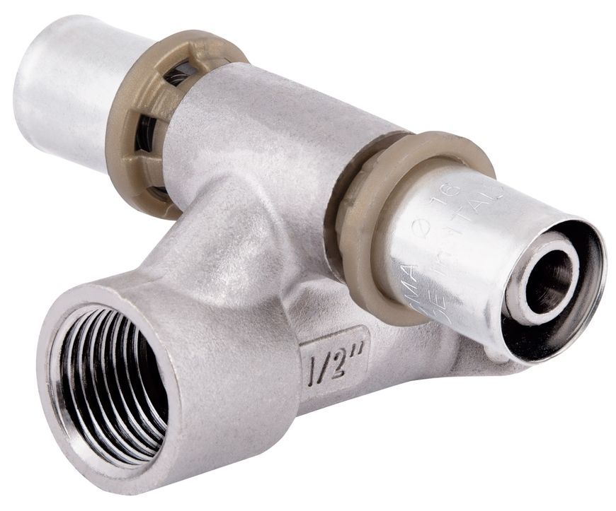Тройник настенный пресс-фитинг Icma 1/2"ВРх16 проходной №422 81422ADGH06 - 81422ADGH06