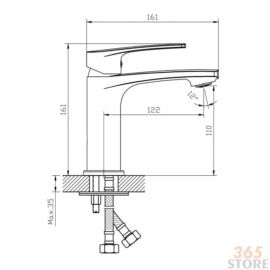 Змішувач для умивальника IMPRESE KAMPA 05285 хром, 35 мм - 05285