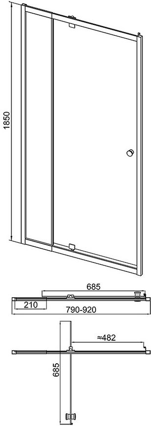 Душевые двери в нишу QTAP PISCES WHI208-9.CP5 79-92x185, стекло Pattern 5 мм, распашные - PISWHI2089CP5